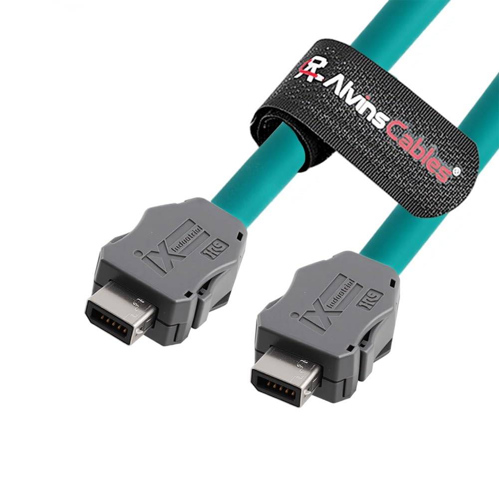 Alvin's Cables IX Industrial IX30G-A-10S-CV A-Key Cat6a Ethernet Cable for PLC Machine Vision Industrial Automation Sensor PoE, High-Flex Drag-Chain 50cm|20in Green