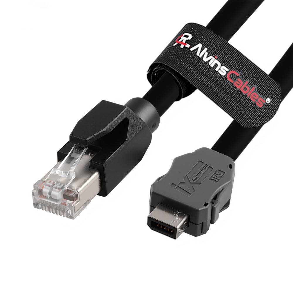 Alvin's Cables IX Industrial to RJ45 Cat6A Ethernet Cable, IX30G-A-10S-CV(7.0) A Key to RJ45 Male, High Flex Drag-Chain Cable for PLC Machine Vision Industrial Automation Sensor PoE 50cm|20in
