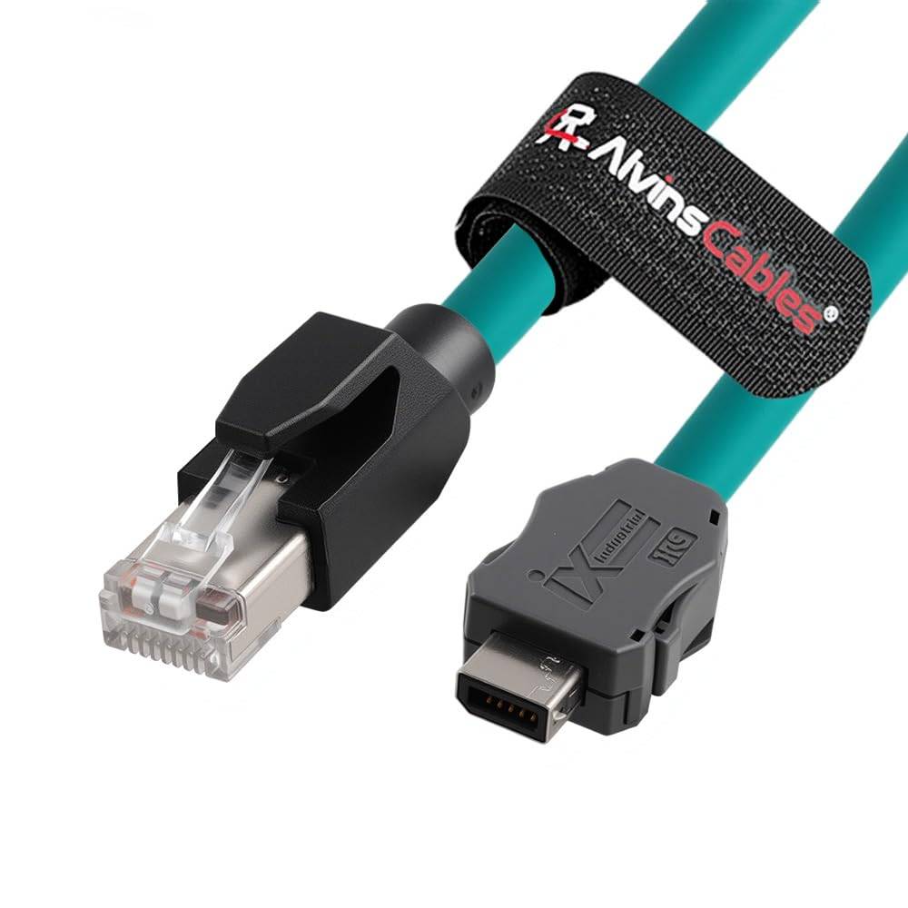 Alvin's Cables IX Industrial to RJ45 Cat6A Ethernet Cable, IX30G-A-10S-CV(7.0) A Key to RJ45 Male, High Flex Drag-Chain Cable for PLC Machine Vision Industrial Automation Sensor PoE 50cm|20in Green
