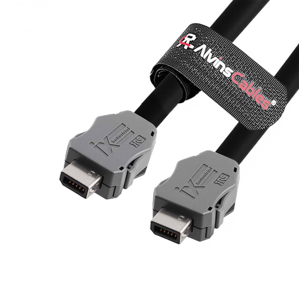 Alvin's Cables IX Industrial IX30G-A-10S-CV A-Key Cat6a Ethernet Cable for PLC Machine Vision Industrial Automation Sensor PoE, High-Flex Drag-Chain, 50cm|20in