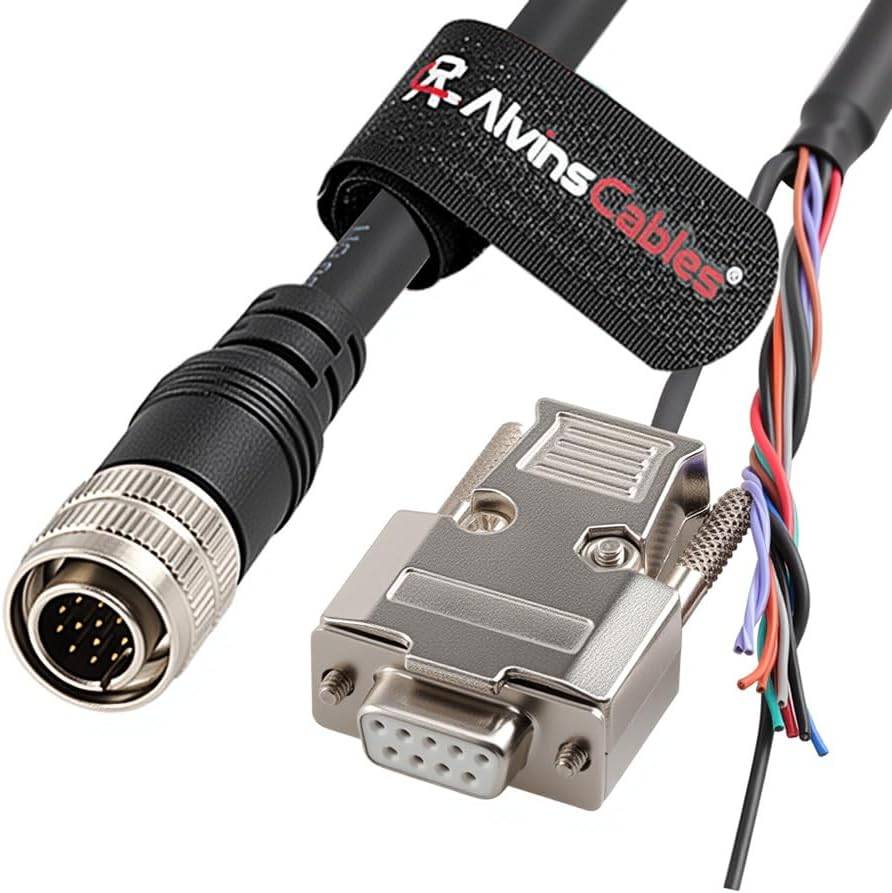 Alvin's Cables Keyence Power IO Control Cable for SR-2000/SR-1000 Scanner, Hirose 12 Pin to D-Sub 9-Pin Compatible with OP-87527/87528/87529, High-Flex Drag-Chain 1m/3.3ft