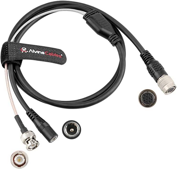 Alvin’s Cables Hirose 12 Pin Female to BNC & DC Female Y Cable for Sony CCD Industrial Camera, HR10A-10P-12S Power and Video Signal Cable, 1m/3.3ft