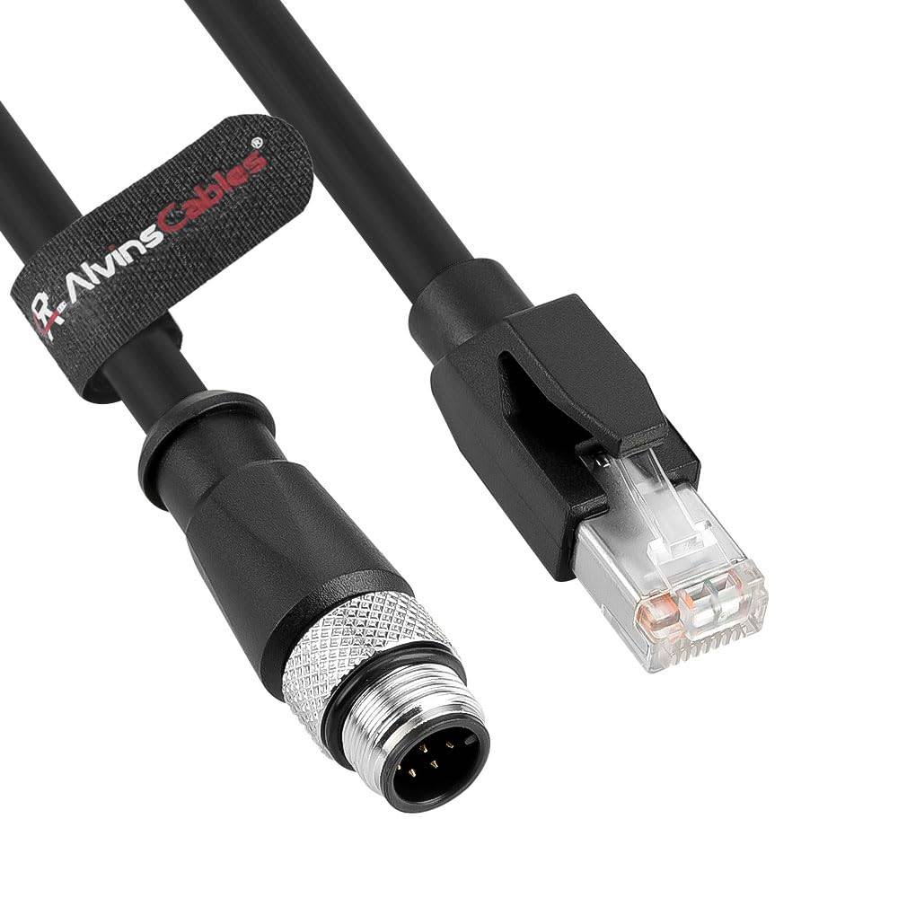 Alvin's Cables M12 A-Code 8 Pin Male to RJ45 Cat6a Ethernet Cable Shielded for Industrial Automation Network Devices, High-Flex Drag-Chain 3M/9.8ft