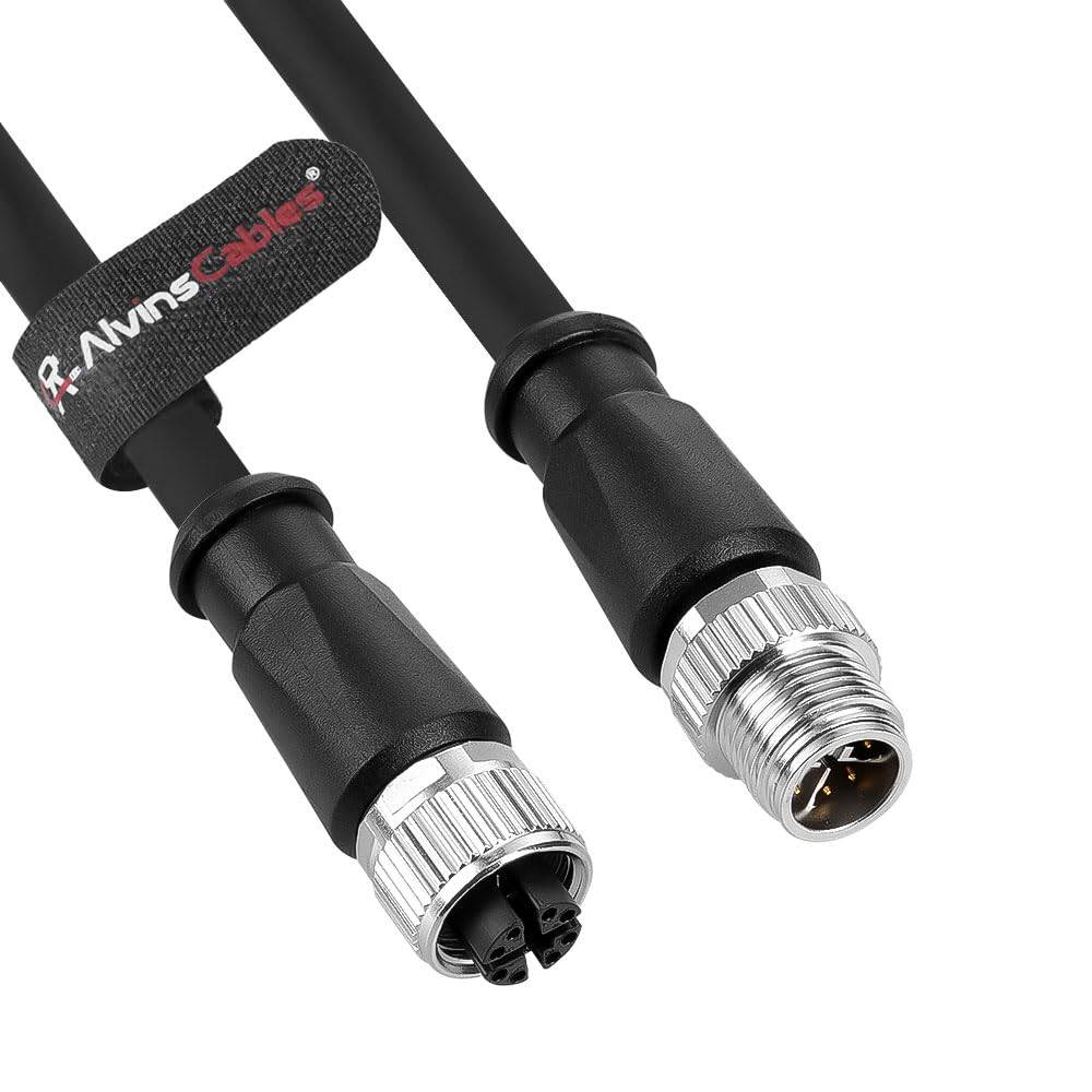 Alvin's Cables M12 X-Code 8 Pin Male to Female Ethernet Cable Cat6a Shielded for Cognex Basler Keyence Industrial Camera High Flex Drag-Chain 3.3ft/1m