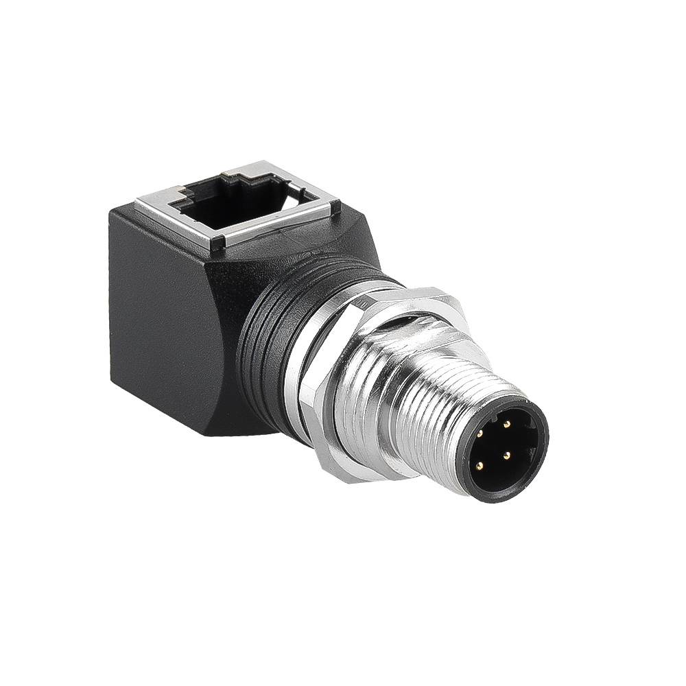 Alvin's Cables M12 D-Code 4-Pin to RJ45 Adapter Cat6a IP68 Waterproof Shielded, M12 Male to RJ45 Female Industrial Ethernet Connector for Cognex Keyence Omron Siemens Sick Baumer Datalogic