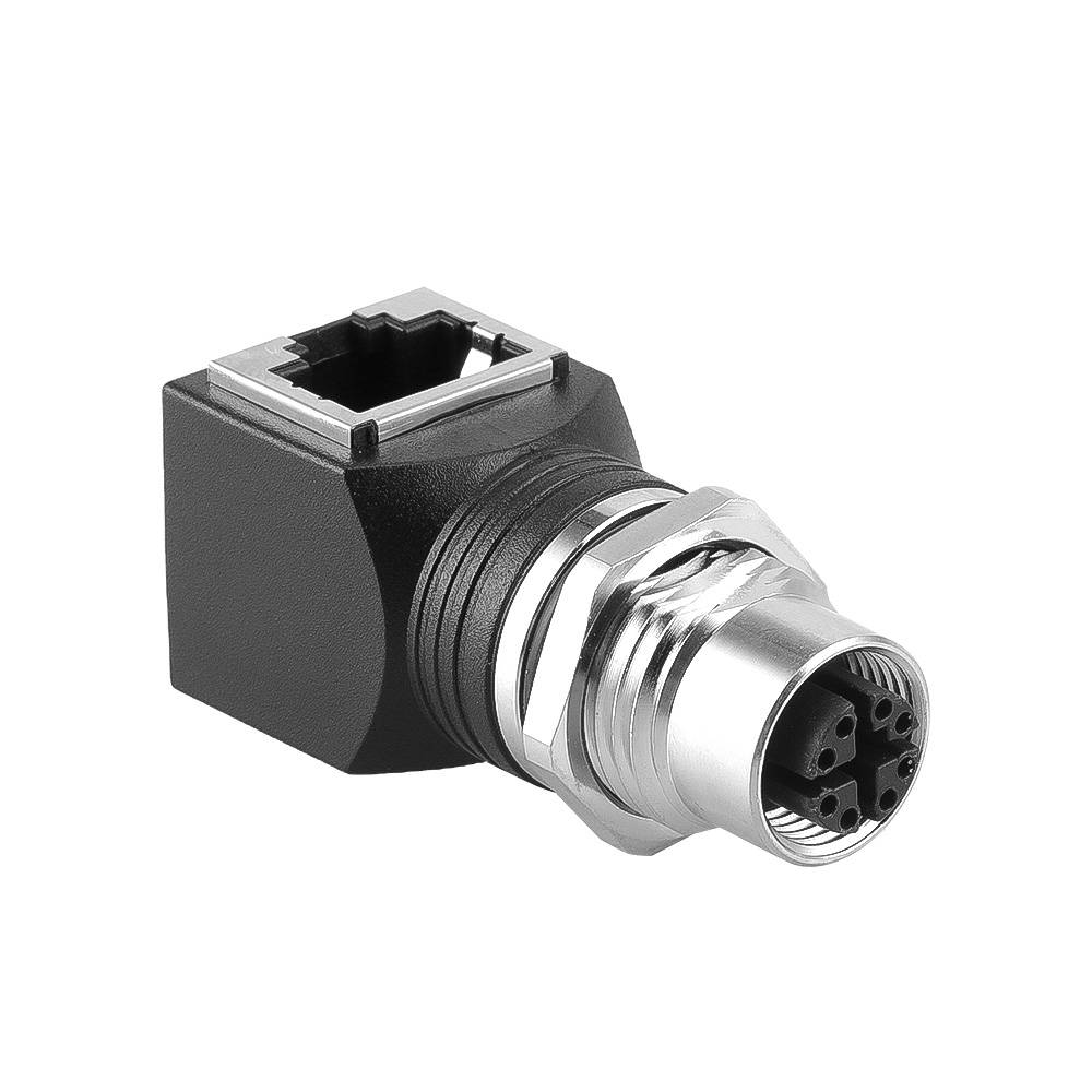 Alvin's M12 X-Code 8-Pin to RJ45 Adapter Cat6a IP68 Waterproof Shielded, M12 Female to RJ45 Female Industrial Ethernet Connector for Cognex Keyence Basler Baumer Datalogic Microscan Sick