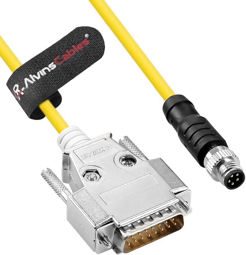 Alvin's Cables Cognex CCB-M8DSIO-00 M8 5-Pin B-Code to DB15 I/O Cable for Cognex in-Sight 8000/Micro Series Industrial Vision System, CIO-Micro I/O Module,0.7M/2.3ft Yellow