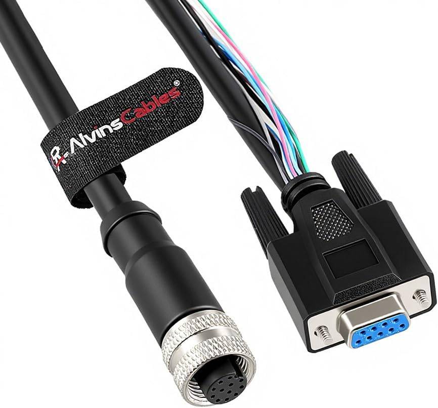 Alvin’s Cables Control Cable for Keyence SR-X AI Barcode Reader, M12 A-Code 12 Pin Female to DB9 Female Replacement for OP-88681 OP-88682 OP-88683, High Flex Drag Chain, 2M/6.56ft
