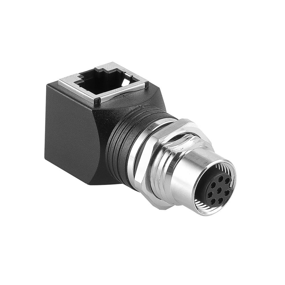 Alvin's M12 A-Code 8-Pin to RJ45 Adapter Cat6a IP68 Waterproof Shielded, M12 Female to RJ45 Female Industrial Ethernet Connector for Cognex Keyence GigE Vision Basler AVT Sony CCD Cameras