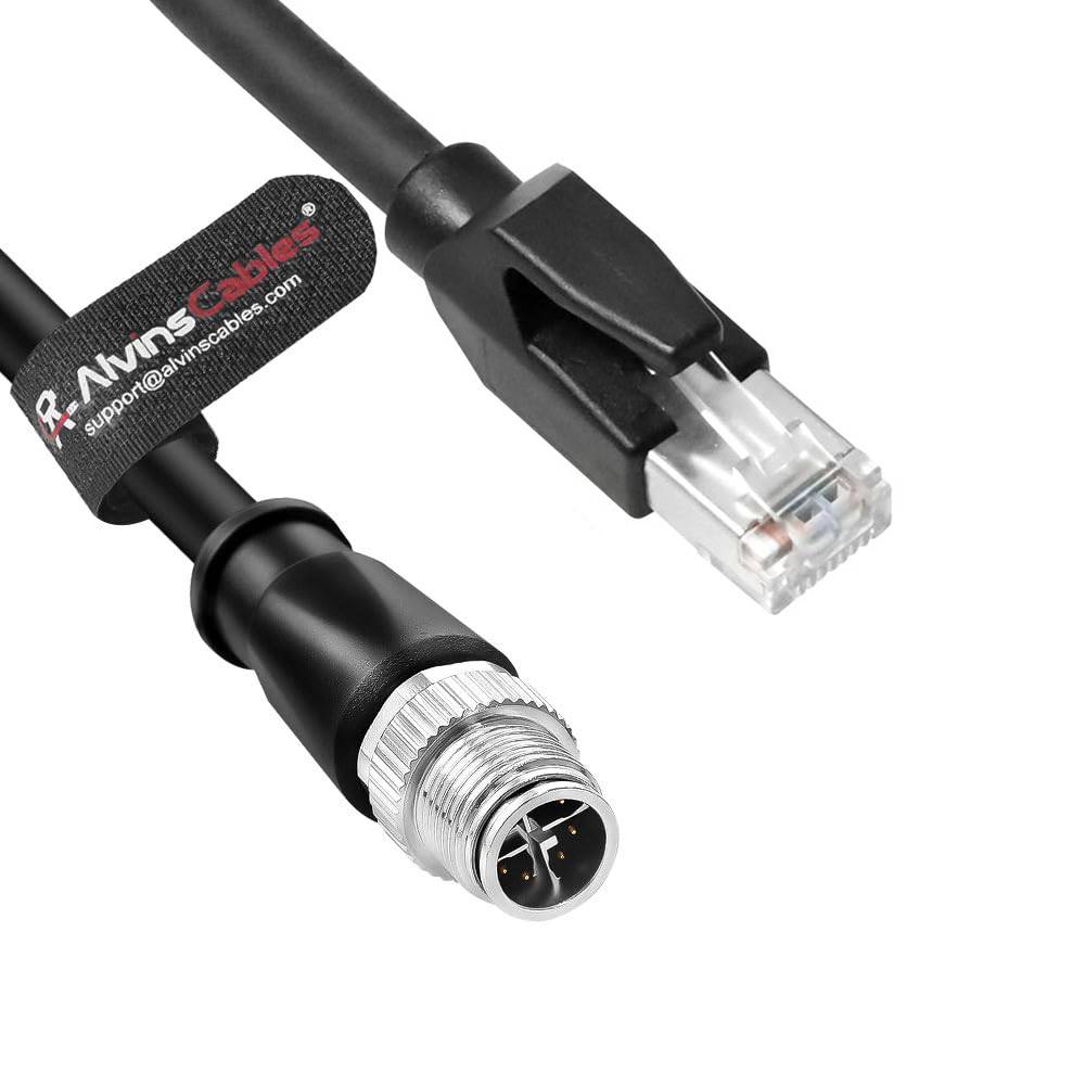 Alvin's Cables M12 X-Code 8 Pin Male to RJ45 Ethernet Cable for Cognex Keyence Camera, High-Flex Cat6a Cable for Industrial Automation, Fieldbus Module, Robotics,30M/98.4ft