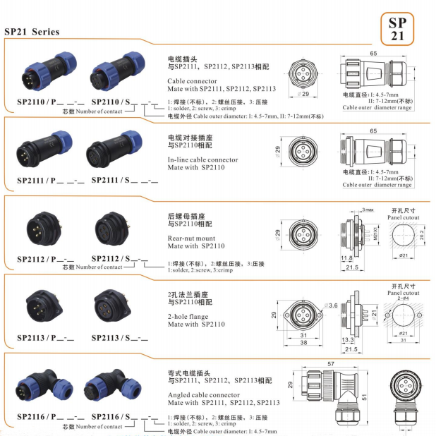 Circular Multipole Plastic Electrical Connectors Thermoplast PPS Insert
