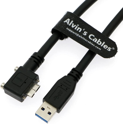 Alvin's Cables USB 3.0 Data-Cable USB-A to Micro-B Left Angle with Dual Locking-Screws High-Flex Cable Shielded-Cable fo