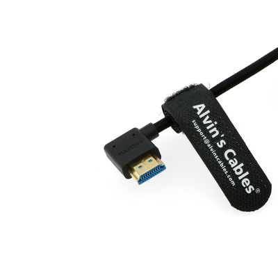 8K 2.1 HDMI High Speed Straight To Left Angle Braided Coiled Cable For Atomos Ninja V Portkeys BM5 Monitor