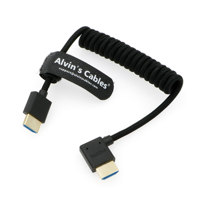 8K 2.1 HDMI High Speed Braided Coiled Cable Straight To Right Angle For Atomos Ninja V Portkeys BM5 Monitor
