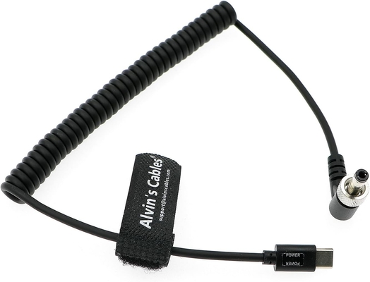 PD USB-C Type-C to Lock DC 12V Coiled Power Cable for Blackmagic Video Assist| Atomos Shogun| SmallHD| Feelworld Monitor