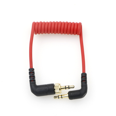 Alvin's Cables Locking 3.5mm TRS to 3.5mm TRS Audio Cable for Sennheiser Deity TC-1 Right Angle TRS Coiled Cable for DSL