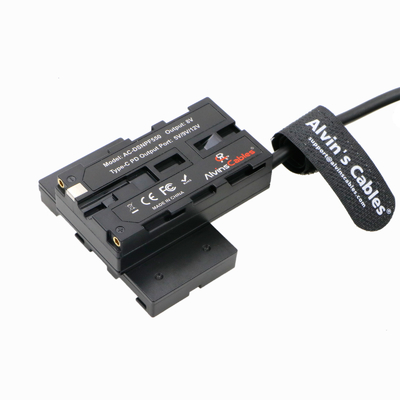 Alvin’s Cables D-Tap To Dual-Sided Cross-Shaped NP-F Dummy Battery With USB-C PD Power Cable For Atomos Small HD Monitor