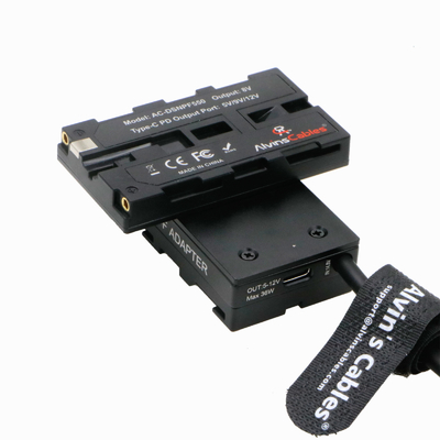 Alvin’s Cables D-Tap To Dual-Sided Cross-Shaped NP-F Dummy Battery With USB-C PD Power Cable For Atomos Small HD Monitor