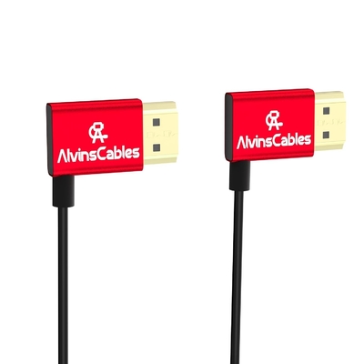 Alvin's Cables HDMI Cable 8K 2.1 48Gbps High Speed Φ2.4mm Ultra-Thin Right Angle HDMI A to A 8K@60Hz 4K@120Hz for Canon C70, for Sony A7 A9, Blackmagic Camera, Atomos, SmallHD Monitor,30cm| 11.8in