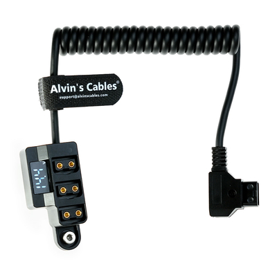 Alvin’s Cables D-tap Splitter 1 to 3 Port P-tap Adapter Coiled Cable for SmallRig| IDX V-Mount Gold Mount Battery with Battery Level Display, Reverse Polarity, Over-Current, Overheat Protection