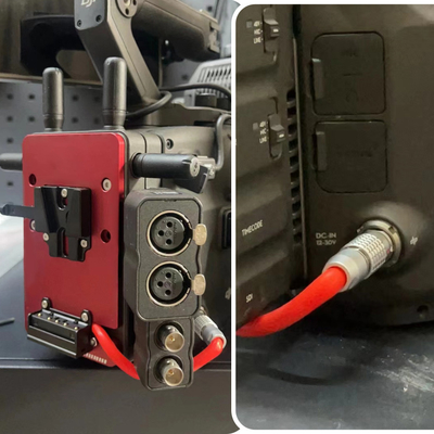 Alvin's Cables V Mount Battery Plate for DJI Ronin 4D, with Straight 1B 6-Pin Male DC-in Out Put Battery Mounts Plate V Mount Plate for Ronin 4D Long Cable