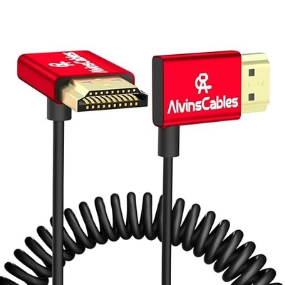 Alvin's Cables 8K HDMI Cable 2.1 48Gbps High Speed Φ2.4mm Ultra-Thin HDMI 8K@60Hz 4K@120Hz for Sony A7 A9, BMPCC, for Canon C70, for Atomos Ninja, for SmallHD, Up to Right Angle Coiled Cable
