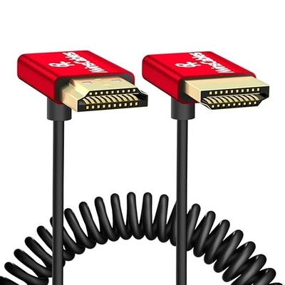 Alvin's Cables 8K HDMI Cable 2.1 48Gbps High Speed Φ2.4mm Ultra-Thin HDMI 8K@60Hz 4K@120Hz for Sony A7 A9, BMPCC, for Canon C70, for Atomos Ninja, for SmallHD, Up to Down Angle Coiled Cable