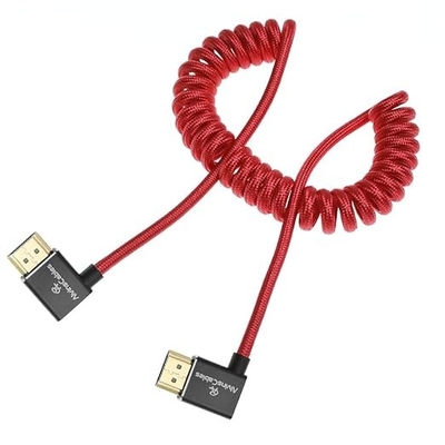 Alvin's Cables 8K HDMI Cable for Atomos Ninja,2.1 48Gbps 8K@60Hz 4K@120Hz High-Speed Braided Coiled Cable for Sony FS5 FS7 FX9,BMPCC,for Canon C300 C500,for Feelworld,Right to Right Angle Red