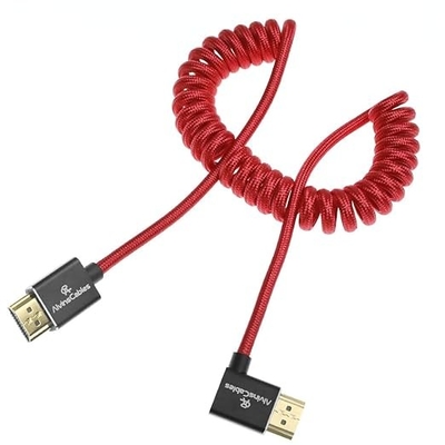 Alvin's Cables 8K HDMI 2.1 Cable for Atomos Ninja V Monitor,for Sony FS5 FS7,BMPCC,for Canon C300 C500 Camera,8K@60Hz 4K@120Hz 48Gbps High-Speed Braided Coiled Cable Left Angle Blue