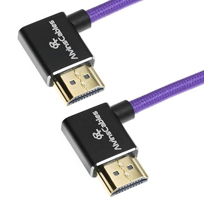 Alvin's Cables 8K 2.1 HDMI Cable 48Gbps 8K@60Hz 4K@120Hz High Speed Braided Coiled Cable for Sony A7 A9, BMPCC, for Canon C70, for Atomos Ninja, for Feelworld, Left to Left Angle, Purple