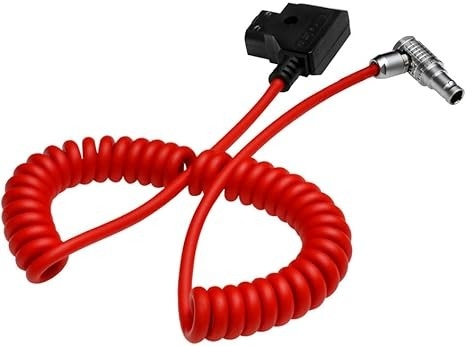 Alvin's Cables Right Angle 2 Pin Male to D-Tap Power Coiled Cable for Teradek SmallHD Z-CAM Blackmagic Pyxis, Ultra Soft
