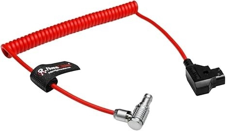Alvin's Cables Right Angle 2 Pin Male to D-Tap Power Coiled Cable for Teradek SmallHD Z-CAM Blackmagic Pyxis, Ultra Soft