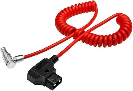 Alvin's Cables Right Angle 2 Pin Male to D-Tap Power Coiled Cable for Teradek SmallHD Z-CAM Blackmagic Pyxis, Ultra Soft