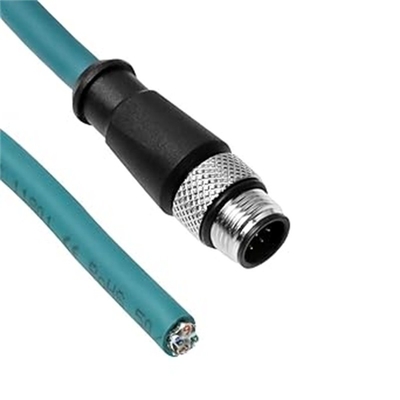 Alvin's Cables M12 A-Code 8 Pin Male to Open End Power I/O Cable Cat6a High-Flex Shielded for Cognex Keyence Basler Industrial Automation Fieldbus Module 26ft/8m, Green