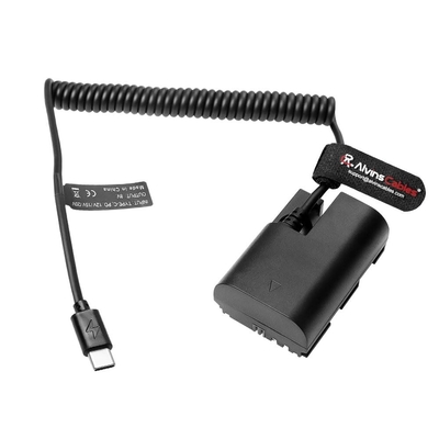 Alvin's Cables USB-C Type-c to LP-E6P Dummy Battery Power Coiled Cable for Canon EOS R5 Mark ll/ R5/ R6 Mark ll/ R6/ R7/ R Camera