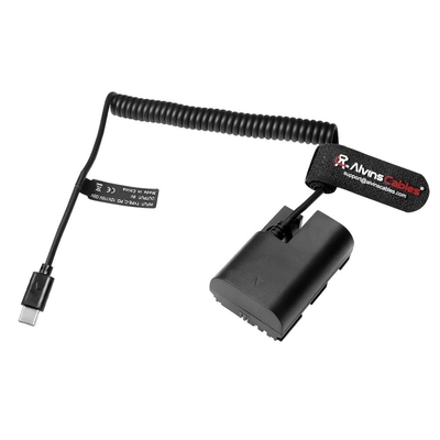 Alvin's Cables USB-C Type-c to LP-E6P Dummy Battery Power Coiled Cable for Canon EOS R5 Mark ll/ R5/ R6 Mark ll/ R6/ R7/ R Camera