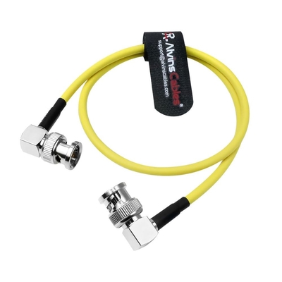 Alvin's Cables 12G SDI Flexible Coaxial Cable BNC Male to Male Right Angle for RED Komodo| Atomos Monitor 75 Ohm Shielded Cable for 4K Video Camera, Yellow