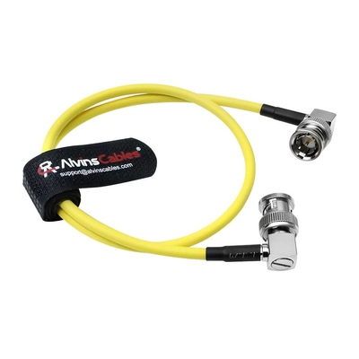 Alvin's Cables 12G SDI Flexible Coaxial Cable BNC Male to Male Right Angle for RED Komodo| Atomos Monitor 75 Ohm Shielded Cable for 4K Video Camera, Yellow