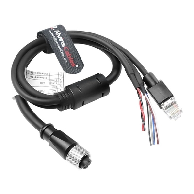Alvin's Cables M12 12 Pin Power Functional Ethernet Cable for DJI Livox HAP(TX) Mid-70 Mid-360 LiDAR Sensor, M12 Aviation 12 Pin Female to RJ45 1 to 3 Breakout Cable 3.3ft/1m