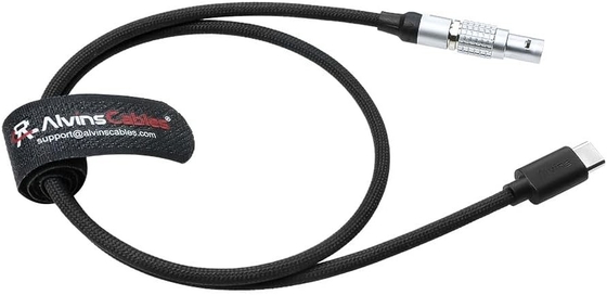 Alvin's Cables Braided USB-C Type-C to 2 Pin 12V Fast Charging Power Cable for Tilta|Teradek|SmallHD|Z-CAM|Blackmagic Pyxis 60cm|24inches, Black