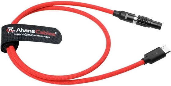 Alvin's Cables Ultra Soft USB-C Type-C to 2 Pin Male Black-Plated 12V Fast Charging Power Cable for SmallHD|Z-CAM|BMPCC Pyxis|Tilta|Teradek 60cm|24inches, Red