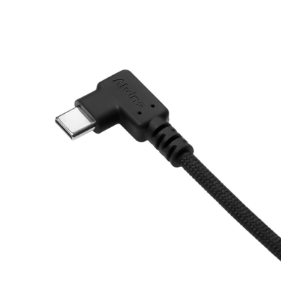 Alvin's Cables Braided Cable Right Angle USB-C Type-C to 0B 2 Pin Male Black-Plated 12V Fast Charging Power Cable for Tilta|Z-CAM|Teradek|SmallHD|Blackmagic Pyxis, 45cm|17.7inches, Black
