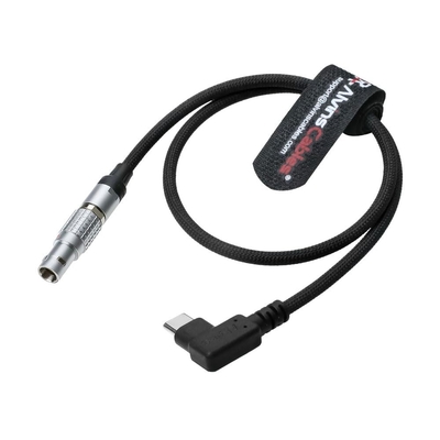 Alvin's Cables Braided Cable Right Angle USB-C Type-C to 0B 2 Pin Male Black-Plated 12V Fast Charging Power Cable for Tilta|Z-CAM|Teradek|SmallHD|Blackmagic Pyxis, 45cm|17.7inches, Black