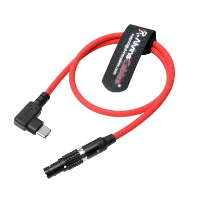Alvin's Cables Ultra Soft Right Angle USB-C Type-C to 2 Pin Black-Plated 12V Fast Charging Power Cable for Tilta|Z-CAM|Teradek|SmallHD|Blackmagic Pyxis, 45cm|17.7inches, Red