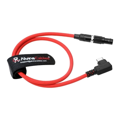 Alvin's Cables Ultra Soft Right Angle USB-C Type-C to 2 Pin Black-Plated 12V Fast Charging Power Cable for Tilta|Z-CAM|Teradek|SmallHD|Blackmagic Pyxis, 45cm|17.7inches, Red
