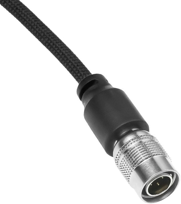 Alvin's Cables Ultra Flexible Hirose 4 Pin Male to DC Right Angle Braided Power Cable for Blackmagic's Cinema Camera 4k, for Sound Devices 633|644|688, Zoom F8 Recorder, 45cm|17.7in, Black