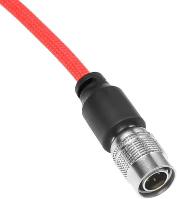 Alvin's Cables Ultra Flexible Hirose 4 Pin Male to DC Right Angle 5.5MM x 2.5MM Braided Power Cable for Blackmagic's cinema camera 4k, for Sound Devices 633|644|688, ZOOM F8 Recorder, 45cm|17.7in, Red