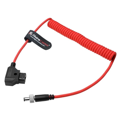 Alvin's Cables Atomos Ninja V D-tap Power Cable, 1.6-4ft Smart Dtap to Locking DC 2.1 Coiled Cable for Blackmagic Video Assist, for Hollyland Mars 400S, Ultra Soft