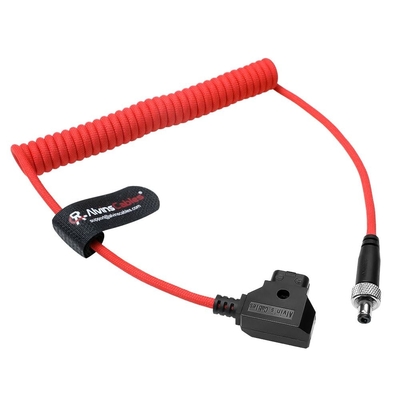 Alvin's Cables Atomos Ninja V D-tap Power Cable, 1.6-4ft Smart Dtap to Locking DC 2.1 Coiled Cable for Blackmagic Video Assist, for Hollyland Mars 400S, Ultra Soft