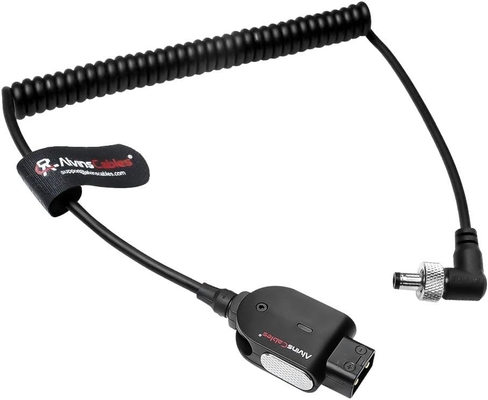 Alvin's Cables Atomos Ninja V D-tap Power Cable, 1.6-4ft Smart Dtap to Locking DC 2.1 Right Angle Coiled Cable for Blackmagic Video Assist, for Hollyland Mars 400S, Ultra Soft